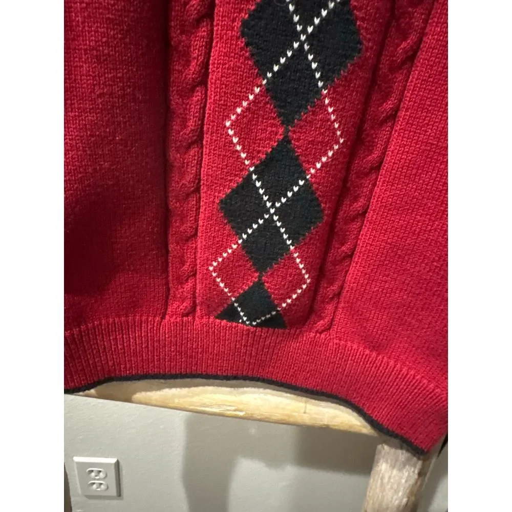 Boys Gymboree Sweater Vest V-Neck‎ Size Small 5-6 Red Black